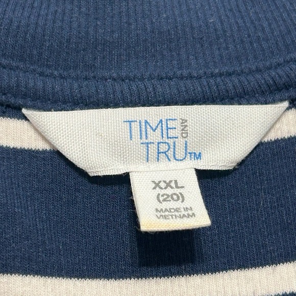 Time & True Blue & White Striped Stretch T Shirt Midi Dress Womens Size XXL - Picture 8 of 13